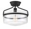 Gardner Matte Black Drum Glass Semi-Flush Ceiling Light