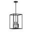 Geometric Matte Black 4-Light LED Compatible Pendant