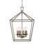 Antique Silver 6-Light Open Frame Lantern Chandelier