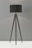 Sleek Black Metal Tripod Floor Lamp with Drum Shade