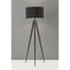 Sleek Black Metal Tripod Floor Lamp with Drum Shade