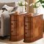 Vintage Brown Solid Wood 2-Drawer Narrow End Table Set