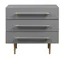 Gray 3-Drawer Nightstand with Brass Accents