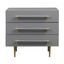 Gray 3-Drawer Nightstand with Brass Accents