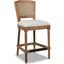 French Country Oak & Wicker Counter Bar Stool in White Pepper