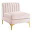 Triumph Channel Tufted Pink Velvet Armless Lounge Chair