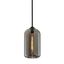 Sleek Satin Black Mini Pendant with Plated Smoke Glass Shade