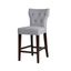 Gray Tufted Back Saddle Style Counter Stool with Wood Frame