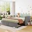 Gray Twin Upholstered Daybed with Extendable Trundle and Slats