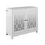 White Mirrored Accent Cabinet with Adjustable Shelving and USB Ports