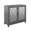 Antique Gray Accent Cabinet with Mirrored Doors and USB Ports