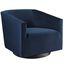 Midnight Blue Velvet Barrel Swivel Accent Chair with Metal Base