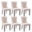 Beige Velvet Tufted Upholstered Side Chairs with Nailhead Trim, Set of 6