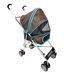 Brown Umbrella Pet Stroller with Mesh Window and Storage