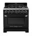 Midnight Black 36" Retro Convection Gas Range with Chrome Accents