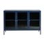 Blue Metal and Glass 3-Door Sideboard with Golden Handles