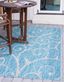 Aqua Blue 9' x 12' Abstract Synthetic Outdoor Rug