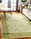 Light Green Floral Synthetic Reversible Area Rug