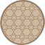 Beige and Brown Round Outdoor Synthetic Area Rug