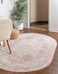 Powder Pink Oval Medallion Easy Care Kids Rug