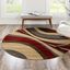 Barista Collection 6' Round Beige and Red Abstract Rug