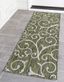 Green and Ivory Abstract Outdoor Runner Rug