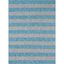 Aqua Blue and Ivory Striped 9' x 12' Synthetic Outdoor Rug