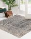 Gray Square Stain-Resistant Synthetic Indoor Rug