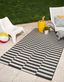 Charcoal and Ivory Striped Outdoor Rectangular Rug