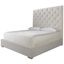 White King Upholstered Wood Frame Bed with Tufted Headboard