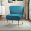 Elegant Blue Velvet Accent Chair with Golden Legs and Tufted Wingback