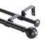 Matte Black Adjustable Double Curtain Rod Set with Ball Finials