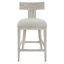 Modern Curved Whitewashed Pine Wood Counter Stool with White Cushion