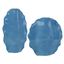 Gloss Blue Ceramic Ruffled Edge Vases, Set of 2