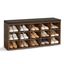 Rustic Brown 15-Cubby Shoe Storage Bench with Cushion