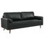 Valour Mid-Century Tufted Black Leather Sofa 81"