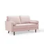 Pink Velvet Tufted Loveseat with Walnut Wood Legs