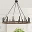 Octagonal Modern Black Metal 16-Light Wagon Wheel Chandelier