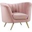 Elegant Pink Velvet Accent Chair with Gold Stainless Steel Legs