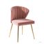 Pink Velvet Upholstered Side Chair with Gold Metal Legs