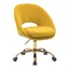 Chic Velvet Swivel Task Chair in Sunshine Yellow with Golden Metal Legs