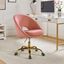 Blush Pink Velvet Swivel Task Chair with Golden Metal Base