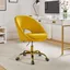 Chic Velvet Swivel Task Chair in Sunshine Yellow with Golden Metal Legs