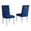 Navy Blue Velvet Tufted Side Chair with Chrome Legs