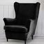 Black Velvet Stretch Wingback Armchair Slipcover