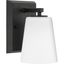 Vertex Matte Black and Etched White Glass Bath Light