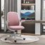 Adjustable Swivel Task Chair with Lumbar Support in Pink Fabric