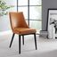 Tan Vegan Leather Upholstered Side Chair with Black Wood Legs