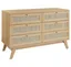 Soma 6-Drawer Double Dresser with Rattan Weave - Oak