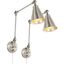 Nickel Adjustable Swing Arm Wall Lamp Set with Metal Shade